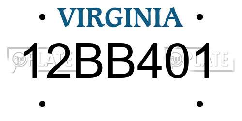 12BB401 Virginia License Plate
