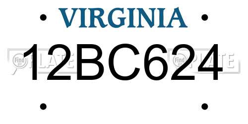 12BC624 Virginia License Plate