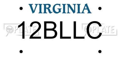 12BLLC Virginia License Plate