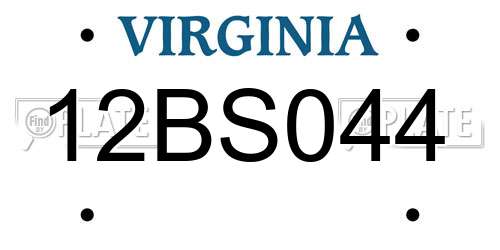12BS044 Virginia License Plate