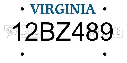 12BZ489 Virginia License Plate