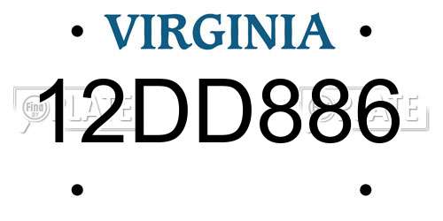 12DD886 Virginia License Plate
