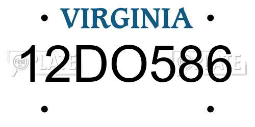 12DO586 Virginia License Plate