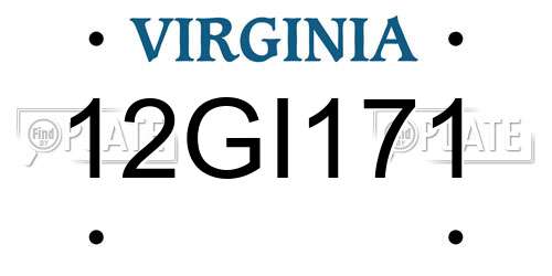 12GI171 Virginia License Plate
