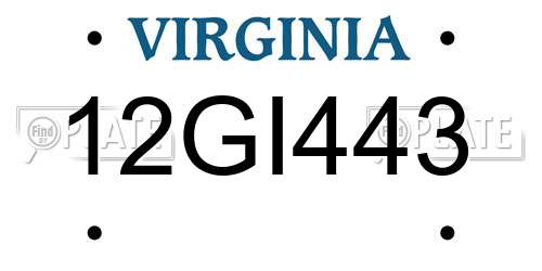 12GI443 Virginia License Plate