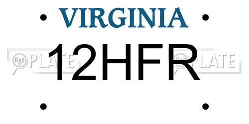 12HFR Virginia License Plate