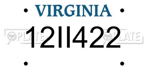 12II422 Virginia License Plate