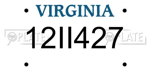 12II427 Virginia License Plate