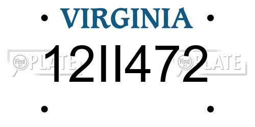 12II472 Virginia License Plate