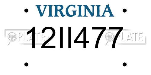 12II477 Virginia License Plate