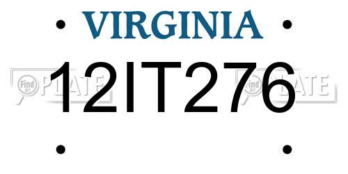 12IT276 Virginia License Plate