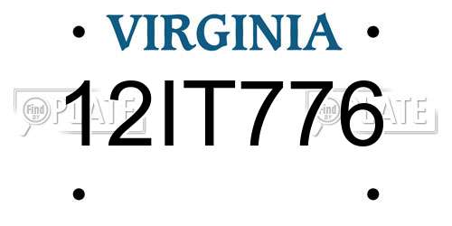 12IT776 Virginia License Plate