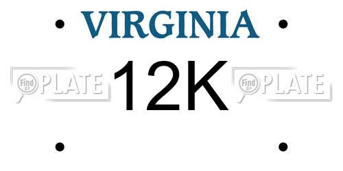 12K Virginia License Plate