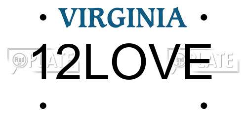 12LOVE Virginia License Plate