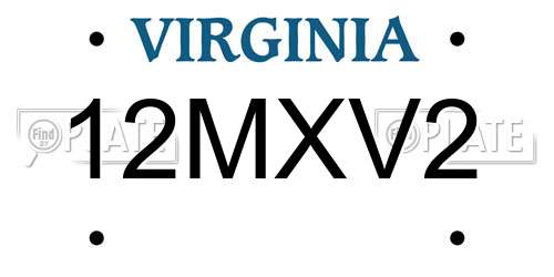 12MXV2 Virginia License Plate