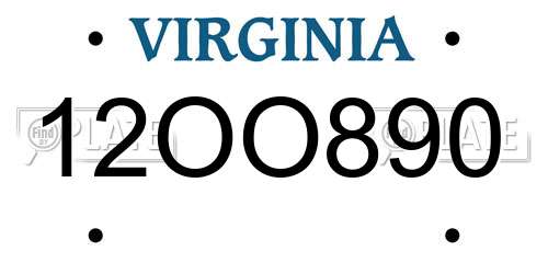 12OO890 Virginia License Plate