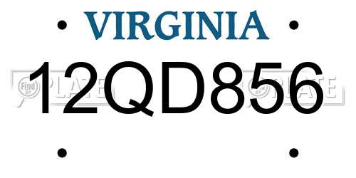 12QD856 Virginia License Plate