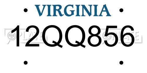 12QQ856 Virginia License Plate
