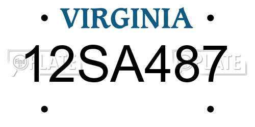 12SA487 Virginia License Plate