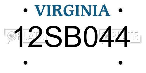 12SB044 Virginia License Plate