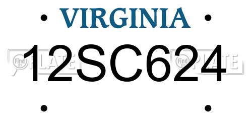 12SC624 Virginia License Plate