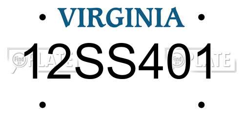12SS401 Virginia License Plate