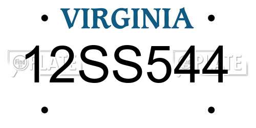 12SS544 Virginia License Plate