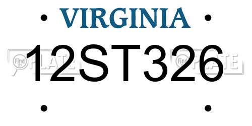 12ST326 Virginia License Plate