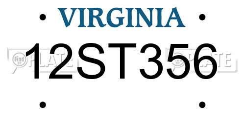 12ST356 Virginia License Plate