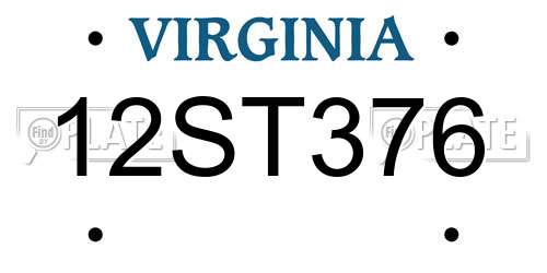 12ST376 Virginia License Plate