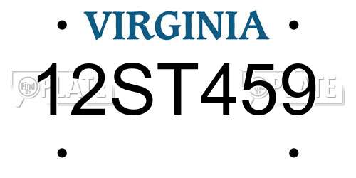 12ST459 Virginia License Plate
