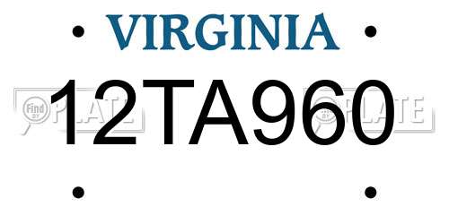 12TA960 Virginia License Plate