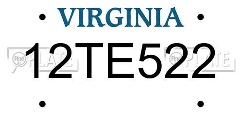 12TE522 Virginia License Plate