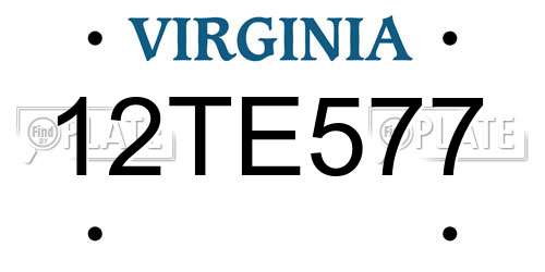 12TE577 Virginia License Plate