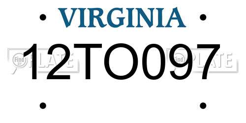 12TO097 Virginia License Plate