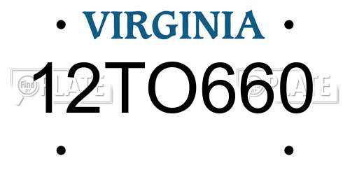 12TO660 Virginia License Plate