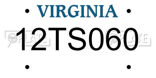 12TS060 Virginia License Plate
