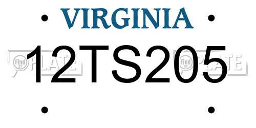 12TS205 Virginia License Plate
