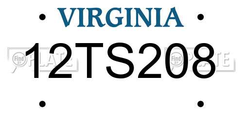 12TS208 Virginia License Plate