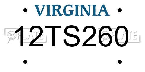 12TS260 Virginia License Plate