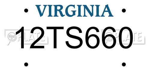 12TS660 Virginia License Plate