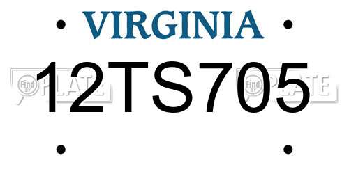 12TS705 Virginia License Plate