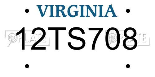 12TS708 Virginia License Plate