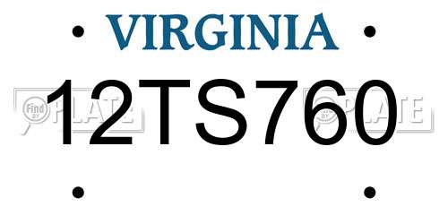 12TS760 Virginia License Plate