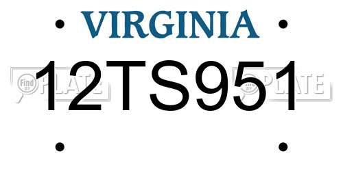 12TS951 Virginia License Plate