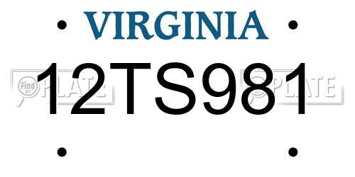 12TS981 Virginia License Plate