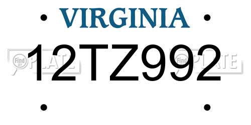 12TZ992 Virginia License Plate
