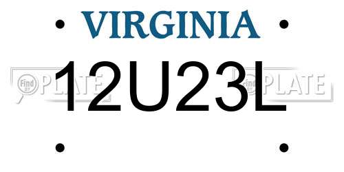 12U23L Virginia License Plate