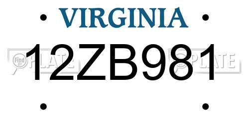12ZB981 Virginia License Plate