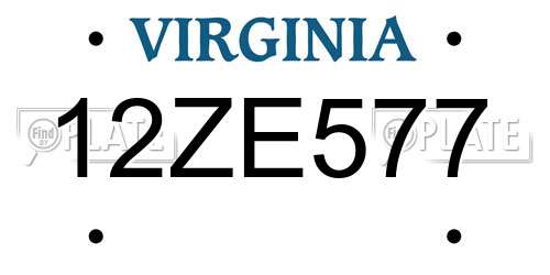 12ZE577 Virginia License Plate